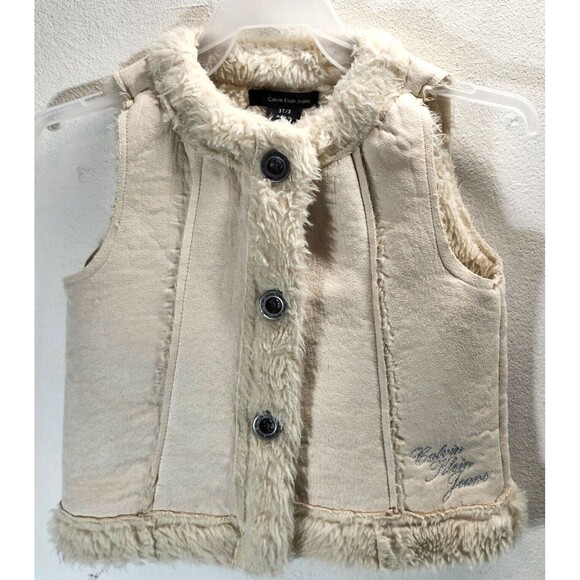 Calvin Klein Toddlers Fleece Vest Size 3T Beige - Picture 5 of 7
